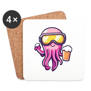 Qualle Apres Ski Bier - Untersetzer (4er-Set) - Weiß - Vorne