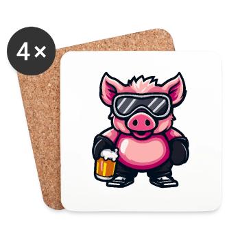 Porc Après-ski Bière Sanglier - Dessous de verre (lot de 4) - blanc - Devant