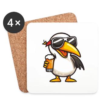 Bière après-ski Pelikan Vogel - Dessous de verre (lot de 4) - blanc - Devant