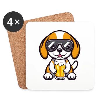 Beagle Dog Après-Ski Bière - Dessous de verre (lot de 4) - blanc - Devant
