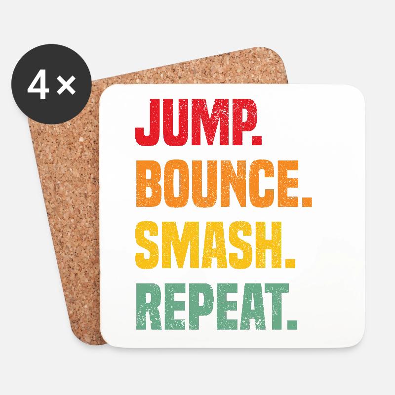Jump Bounce Smash Repeat lustig Bossaball - Untersetzer (4er-Set) - Weiß