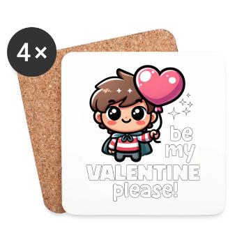 VOUDRIEZ-VOUS ÊTRE MA VALENTINE S’IL VOUS PLAÎT - HAPPY VALENTINE - Dessous de verre (lot de 4) - blanc - Devant