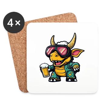 Dinosaur triceratops Après Ski Beer - Coasters (set of 4) - white - Front