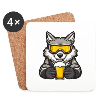 Wolf Après-Ski Bière Bande Dessinée - Dessous de verre (lot de 4) - blanc - Devant