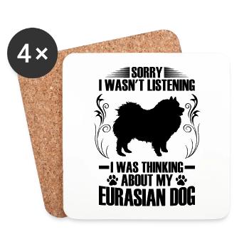 Eurasier ich habe nachgedacht Eurasian Spitz - Untersetzer (4er-Set) - Weiß - Vorne