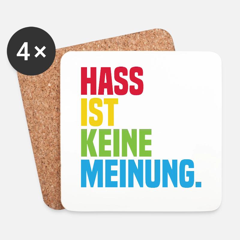 Hass ist keine Meinung Statement gegen rechts - Untersetzer (4er-Set) - Weiß