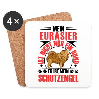 Eurasier ist mein Schutzengel Eurasian Spitz - Untersetzer (4er-Set) - Weiß - Vorne