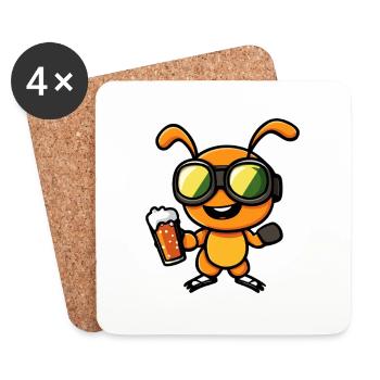 Fourmi après-ski bière bande dessinée - Dessous de verre (lot de 4) - blanc - Devant