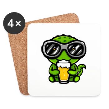 Chameleon Après-Ski Bière Bande Dessinée - Dessous de verre (lot de 4) - blanc - Devant
