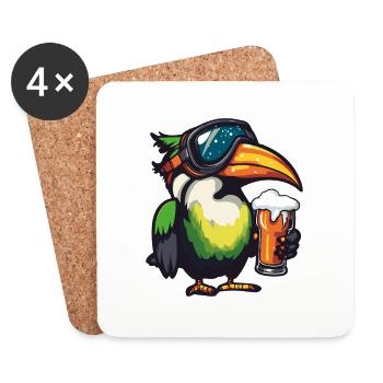 Toucan Bird Après Ski Beer Comic - Coasters (set of 4) - white - Front
