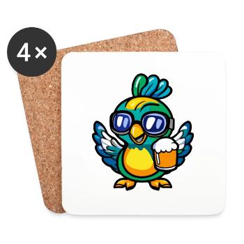 Peacock Bird Après Ski Bière Bande Dessinée - Dessous de verre (lot de 4) - blanc - Devant