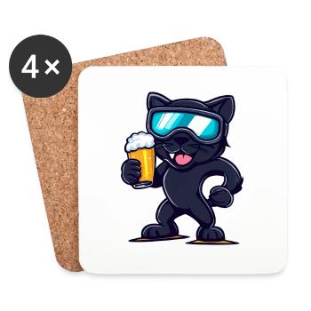 Panther Après-Ski Bière Bande Dessinée - Dessous de verre (lot de 4) - blanc - Devant