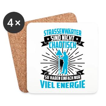 Road Maintenance Worker Is Not Chaotic Chausseewärter - Coasters (set of 4) - white - Front