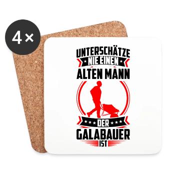 Alter Mann der Galabauer ist Landschaftsbauer - Untersetzer (4er-Set) - Weiß - Vorne