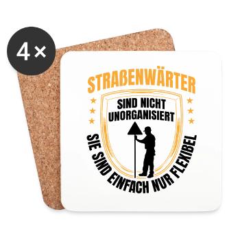 Road maintenance workers are flexible Chaussee maintenance workers - Coasters (set of 4) - white - Front