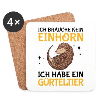 Gürteltier kein Einhorn Armadillo Gürteltier - Untersetzer (4er-Set) - Weiß - Vorne
