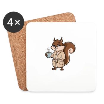 Running on Nuts and coffe funny Squirrel Coffee - Coasters (set of 4) - white - Front