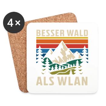 Mieux vaut la forêt que le Wi-Fi Nature Camping Randonnée Blague - Dessous de verre (lot de 4) - blanc - Devant