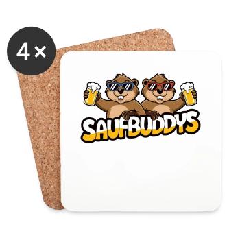 Saufbuddy Saufbuddys Saufen Bier Alkohol Party Bie - Untersetzer (4er-Set) - Weiß - Vorne