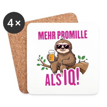 Mehr Promille als IQ Saufen Bier Alkohol Party Fau - Untersetzer (4er-Set) - Weiß - Vorne