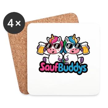 Saufbuddy Saufbuddys Saufen Bier Alkohol Party Ein - Untersetzer (4er-Set) - Weiß - Vorne