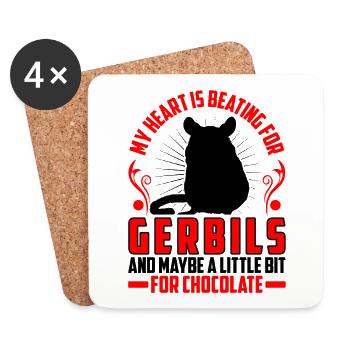 My heart beats for Gerbil Rodent Gerbil - Coasters (set of 4) - white - Front