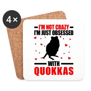 Quokka nicht verrückt Beuteltier Quokka - Untersetzer (4er-Set) - Weiß - Vorne