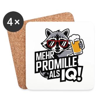 More alcohol than IQ Drinking beer alcohol party What - Coasters (set of 4) - white - Front
