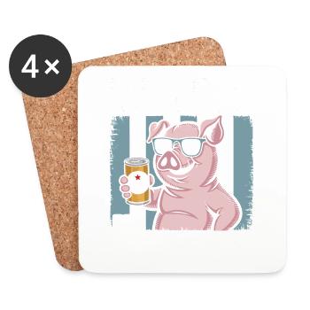 C’est moi l’alcool cochon buvant de la bière alcool fête - Dessous de verre (lot de 4) - blanc - Devant
