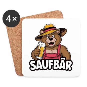 Fête Saufbär Saufen Bier Alkohol - Dessous de verre (lot de 4) - blanc - Devant