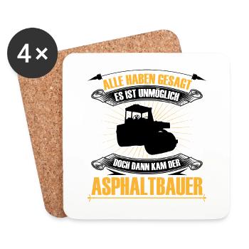 Asphalt construction is impossible Road construction - Coasters (set of 4) - white - Front