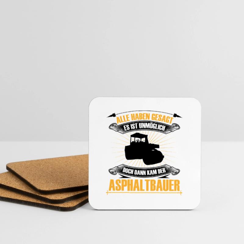 Asphalt construction is impossible Road construction Coasters (set of 4)