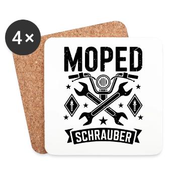 Moped, mechanic, moped, screwdriver, moped driver - Coasters (set of 4) - white - Front