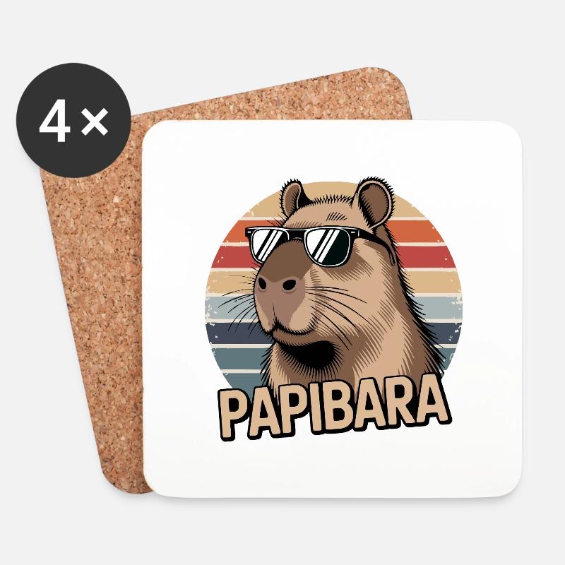 Vatertag Papibara Cooles Statement für Papas - Untersetzer (4er-Set) - Weiß
