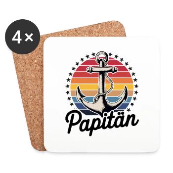 Papitän Anker Retro Streifen Design - Untersetzer (4er-Set) - Weiß - Vorne