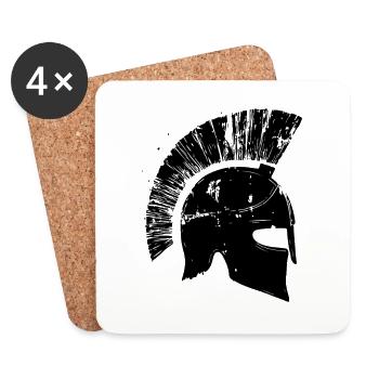 Spartaner Helm Symbol - Untersetzer (4er-Set) - Weiß - Vorne