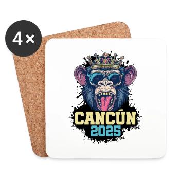 Cancun 2025 Singe - Dessous de verre (lot de 4) - blanc - Devant