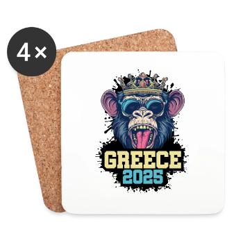 Greece 2025 Affe - Untersetzer (4er-Set) - Weiß - Vorne