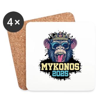 Mykonos 2025 Affe - Untersetzer (4er-Set) - Weiß - Vorne