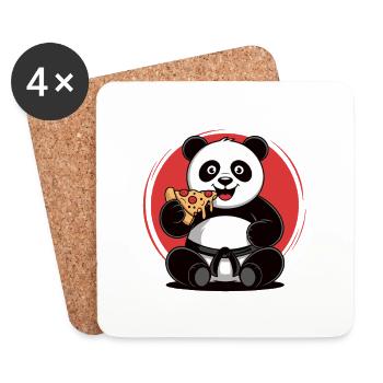 Schwarzer Gürtel in Snack-Fu Funny Food Lover Panda - Untersetzer (4er-Set) - Weiß - Vorne