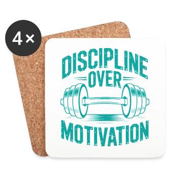 Discipline Over Motivation for Fitness Sportsman - Coasters (set of 4) - white - Front