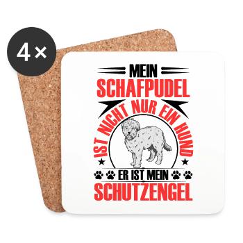 Schafpudel ist mein Schutzengel Hütepudel - Untersetzer (4er-Set) - Weiß - Vorne