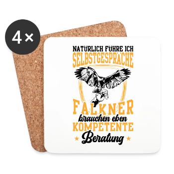 Falkner führt Selbstgespräche Beizjagd Falknerei - Untersetzer (4er-Set) - Weiß - Vorne