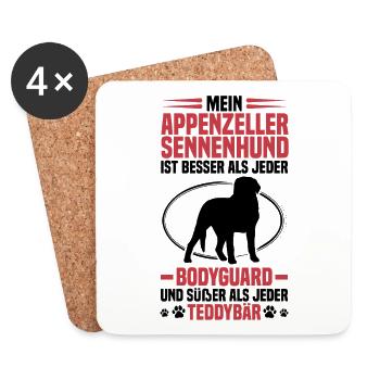 Sennenhund beschützt mich Appenzeller Sennenhund - Untersetzer (4er-Set) - Weiß - Vorne