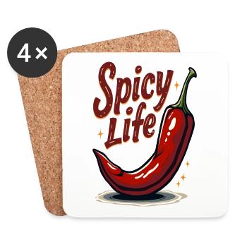 Spicy Life – Chili Vibes für jeden Tag - Untersetzer (4er-Set) - Weiß - Vorne
