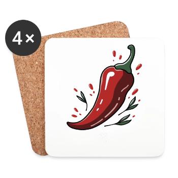 Spicy Life – Chili Vibes für jeden Tag - Untersetzer (4er-Set) - Weiß - Vorne