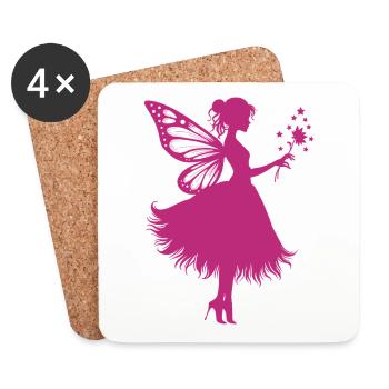 Magical fairy with flower - Coasters (set of 4) - white - Front