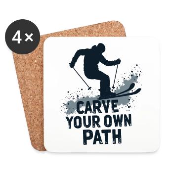 Carve Your Own Path Skifahrer Skifahren - Untersetzer (4er-Set) - Weiß - Vorne