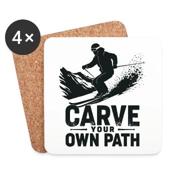 Carve Your Own Path Skifahrer Skifahren - Untersetzer (4er-Set) - Weiß - Vorne