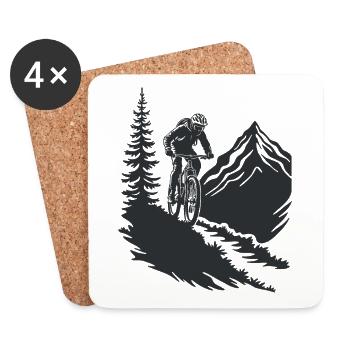 Aventure en VTT dans la nature - Dessous de verre (lot de 4) - blanc - Devant